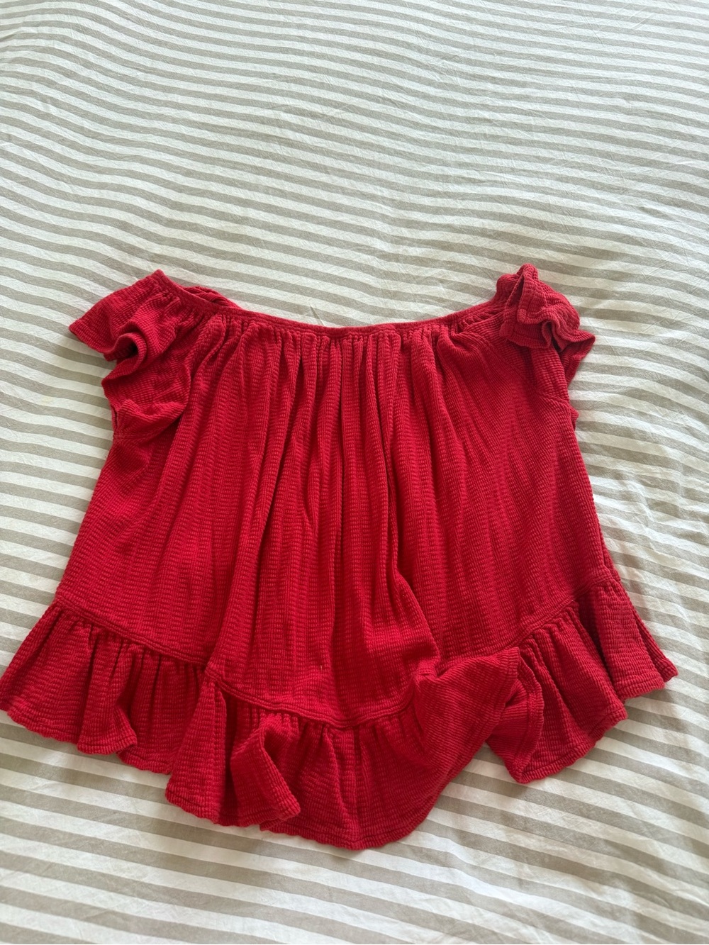 We The Free Red Ruffle Button-Front Blouse - Picture 3 of 4